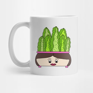 Cute Cactus Design #120: Cacti Growing Out Of A Cute Face Pot Mug